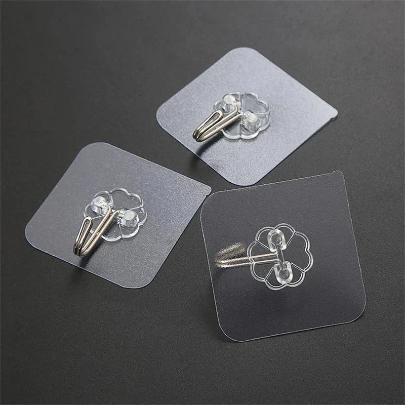 Lot de 10 Crochets Muraux Adhésifs Ultra-Résistants – Transparente & Réutilisable
